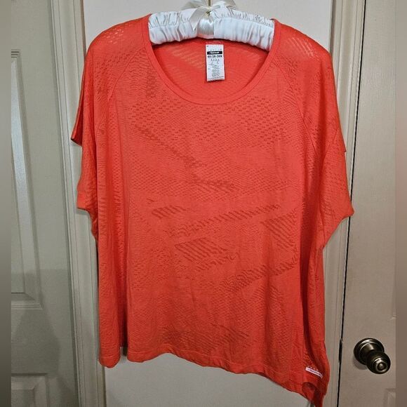 #052 CCO Reebok Womens Core 10 Asymmetrical Burnout Tee OrangeFlare Size 4X - Picture 1 of 9